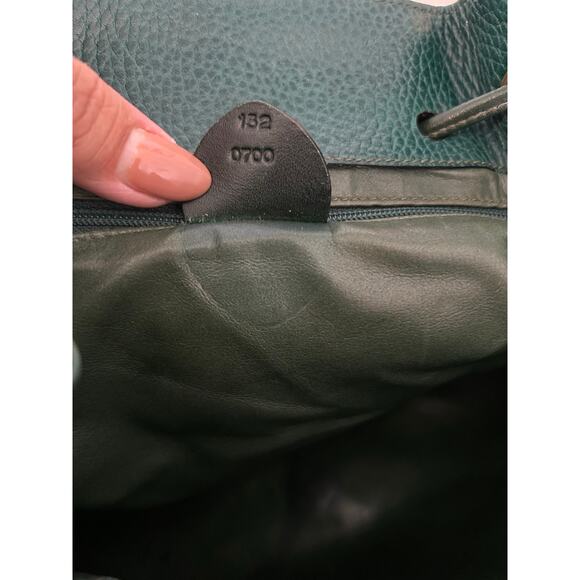 Vintage Mark Cross Rare Large Emerald Green Leather Backpack Italy #132 0700 - Picture 11 of 16